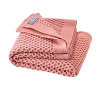 Manta de punto de panal para bebés y niños, 100% merino orgánico, suave y cálida, 80 x 100 cm, sostenible y justo, en bonito patrón de panal, fabricado en Alemania, color rosa suave