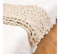 Manta De Punto Grueso -Manta Tejida A Mano De Chenilla - Manta De Lana De Punto Grueso Manta De Punto Grueso para Cubrir La Cama per Sofá, Decoración (47" x60" | 120x150cm,Beige)
