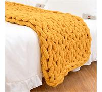 Manta De Punto Grueso -Manta Tejida A Mano De Chenilla - Manta De Lana De Punto Grueso Manta De Punto Grueso para Cubrir La Cama per Sofá, Decoración (70" x80" | 180x200cm,Ginger)