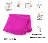 Manta de Punto Mariposa para Bebé Recién Nacido, Odot Suave y Cálida Punto de Crochet Cobija Toalla de Cama Niños Swaddle para Bebe Cuna, Cochecito y Silla de Paseo (Rosa roja,95 x 75cm)