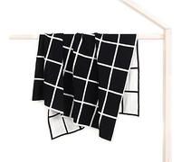 Manta de Punto para Bebé Recién Nacido, Surwin Suave y Cálida Algodón Punto de Crochet Cobija Toalla de Cama Niños Niñas Swaddle para Bebe Cuna, Cochecito (80x100cm,Negro)
