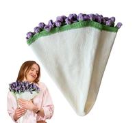 Manta de punto - Romántico ramo de flores, ropa de cama decorativa con patrón de ganchillo con tela texturizada suave, acento cómodo, pieza de decoración del hogar, ideal para sofá, dormitorio, siesta