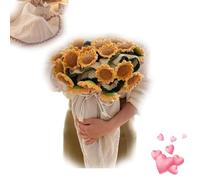 Manta De Ramo De Flores De Ganchillo, Ramo De Girasoles De Ganchillo, Manta De Rosas Hecha A Mano para Mujeres, Mamás, Esposas, Novias, Decoración del Hogar, Regalos De San Sunflowers 110cm/43.3inch