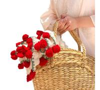 Manta de Ramo de Flores Encantadora y Romántica Rosa Tejida a Ganchillo