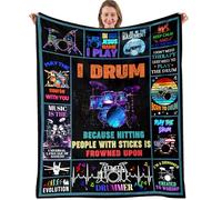 Manta de regalo para amantes de la música de tambor, manta decorativa de tambores, regalos de música para hombres y mujeres, regalo para bateristas, manta de franela suave para sofá y cama, 50 x 60
