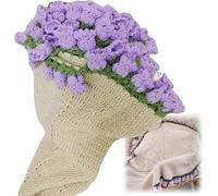 Manta De Rosas Hecha A Mano DIY, Manta De Ramo De Rosas con Flores De Crochet, Manta De Punto Suave Y Ligera con Ramos De Flores RomáNticos (G)