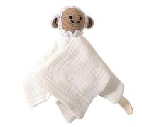 Manta de seguridad de dibujos animados para niños pequeños, juguete de mordedor, diseño de ganchillo, pañuelo para recién nacidos, cuidado suave, juguete para dormir para recién nacidos