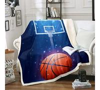 Manta de Sherpa de Baloncesto con diseño de Pelota 3D para niños, Manta de Felpa para niños, Manta de Regalo para Jugadores de Baloncesto, Manta difusa, para Adolescentes y jóvenes, para Silla de ofi
