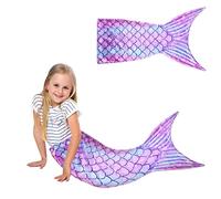Manta de sirena, manta de cola y aletas, suave para todas las estaciones, regalo de cumpleaños para niñas y Navidad (145 x 50 cm)