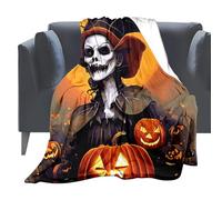 Manta de Sofá Halloween 100 x 150 cm Franela Suave Con Divertidos Fantasmas