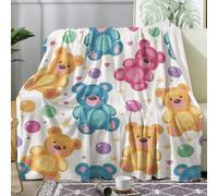 Manta de Sofá para Toda Estación,Lujosa Manta para Sofá Oso Colorido Animales Lindos Dibujos Animados Estrellas Suave y Acogedora Adultos Mantas Polar Franela S