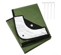 Manta de supervivencia al aire libre, 60 x 82 pies, lona reflectante aislada, ligera, con ojales reforzados, polipropileno y Mylar para todo tipo de clima para camping, senderismo, refugio (verde)