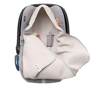 Manta de tela de gofre, para el verano, 100% algodón, manta para asiento de coche, manta para cochecito, para cochecitos, por ejemplo, Maxi Cosi rosa y beige, correa de 3 puntos (38) (lino)