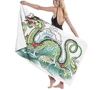 Manta de toalla de baño de microfibra suave grande, dragón de agua del Lejano Oriente, criatura legendaria, sábana de baño, toalla de playa para hotel familiar, viajes, deportes de natación, 52 x 32 p