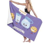 Manta de toalla de baño grande, personajes divertidos con piernas leche en frascos soñando con un delicioso cómic de burbujas de discurso, toalla de playa para hotel familiar, viajes, deportes de nata