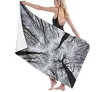 Manta de toalla de baño grande y suave, bosque, cimas de invierno aterradoras de los árboles, imagen de naturaleza encantada dramática oscura, toalla de playa para hotel familiar, viajes, deportes de