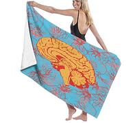 Manta de toalla de baño grande y suave, cerebro humano penetrado por gráficos artísticos de comunicaciones neuronales, toalla de playa para hotel familiar, viajes, deportes de natación, 52.0 x 32.0 in