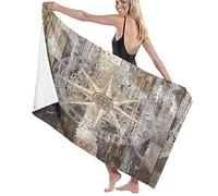 Manta de toalla de baño grande y suave, tema de yate de vida marina marina Farbige Holz Hintergrund Ruder Wie Compass Marine, toalla de playa para hotel familiar, viajes, deportes de natación, 52 x 32