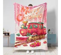 Manta de tren de Navidad, manta roja para decoración de locomotora de invierno, forro polar de felpa suave para sofá, viajes, camping, todas las estaciones, 50 x 60 pulgadas