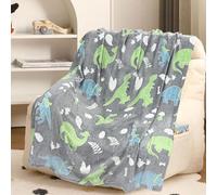 Manta de Unicornio - 100 x 150 cm Manta que Brilla Oscuridad, Mantas Infantiles Cálidas y Mullidas para Niños de 1 a 10 Años - Manta para Sofá, Cama, Viaje, Sala de Estar (Dinosaurio, 120 x 150cm)