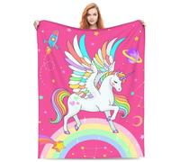 Manta de unicornio rosa, regalo para niñas, suave, cálida, ligera, acogedora, bonita manta de unicornio arcoíris para cama, sala de estar, sofá, decoración de cumpleaños, 60 x 80 pulgadas