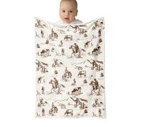 Manta de vaquero para bebé, diseño de vaquero occidental, tapiz rústico, ropa de cama suave vintage para patio, apartamento, coche, picnic, cocina, granja, banco, viajes, parque al aire libre, playa
