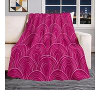 Manta de Vellón Rosa Ultra Suave, 150 x 200 cm Manta de Franela para Sofá Cama y Silla, Esponjoso Estampado Arte Geométrico Ondulatorio Y Lineal Mantas Invierno Calentitas Caliente y Ligera