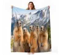 Manta de vellón Sherpa con Animales Salvajes Montañas, Azul Claro Manta de Felpa para sofá, decoración de habitación para bebé, para Invierno, para sofá, tamaño 150 x 200 cm