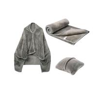 Manta de viaje compacta para avión, combo de almohada compacta de viaje, manta de avión de franela suave, cálida para hombres, mujeres y adultos