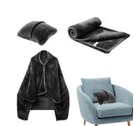 Manta de viaje compacta para avión, combo de almohada de viaje compacta, franela cálida de avión, almohada suave para mujeres y hombres