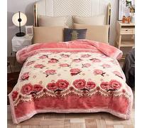 Manta de visón coreano ultrasuave de 6.6 libras, 70 x 86 pulgadas, cálida y reversible de 2 capas Raschel para una comodidad acogedora y un sueño lujoso.
