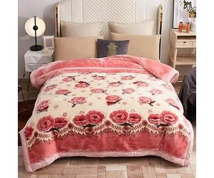 Manta de visón coreano ultrasuave de 6.6 libras, 70 x 86 pulgadas, cálida y reversible de 2 capas Raschel para una comodidad acogedora y un sueño lujoso.