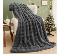 Manta Eléctrica Calefactora 130x180cm, Bunny Fleece & Franela, 4 Ajustes de Calor & Auto-Apagado 10H, Manta Térmica Lavable a Máquina Calentamiento Rápido para Cama Sofá Oficina (Gris Oscuro)