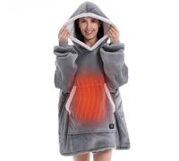 Manta Eléctrica Con Capucha Y Calefacción Por USB, Con 3 Niveles De Calor, De Forro Polar Mullida Y Cálida Ideal For Adultos(Gray,Built-in Button)