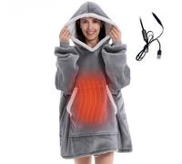 Manta Eléctrica Con Capucha Y Calefacción Por USB, Con 3 Niveles De Calor, De Forro Polar Mullida Y Cálida Ideal For Adultos(Gray,Controller with Cable)