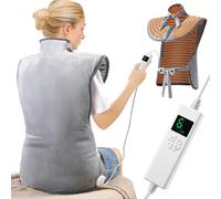 Manta Electrica Espalda y Cuello,61×94 cm Esterilla Electrica mit 4-Stunden-Timer und 6 Heizstufen, Almohadilla Electrica Lumbar con Mando a Distancia Digital, Apagado Automático, Lavable a Máquina