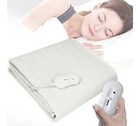 Manta eléctrica térmica de tejido de poliéster Cubrecolchón eléctrico térmico con mando a distancia - Calienta la cama 3 ajustes de calor y protección contra el sobrecalentamiento 150 x 80 cm Soltero