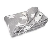 Navaris Manta eléctrica con termostato - Colcha XXL Lavable 180 x 130 CM - Manta térmica con regulador de Temperatura 3 Niveles - Gris con Estrellas