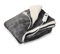 Navaris Manta eléctrica con termostato - Colcha XXL Lavable 180 x 130 CM - Manta térmica con regulador de Temperatura 3 Niveles - Gris y Blanco