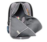 Manta Envolvente de Tela de gofre el Verano, 100% algodón, Manta para bebé Asiento de Coche, Manta para cochecitos, por Ejemplo, Maxi Cosi, Rosa y Beige, cinturón de 3 Puntos (38) (Gris Oscuro)