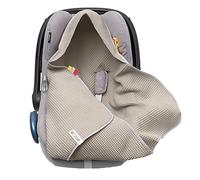 Manta Envolvente para el Asiento bebé para el Verano, Tejido de gofre, 100% algodón, Manta para Silla de Paseo, por Ejemplo, Maxi Cosi, Color Rosa y Beige, Correa de 3 Puntos (38) (Beige)