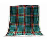 Manta escocesa verde escocesa a cuadros tartan de daunex con efecto piel de cordero - 130x160-cm