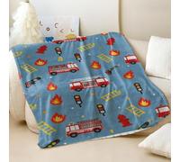 Manta estampada de caricaturas de emergencia para el desfile de vehículos de rescate de emergencia, manta de franela suave y acogedora, ideal para decoración de habitación de niños (02,130 x 150 cm)