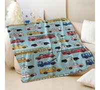 Manta estampada de caricaturas de emergencia para el desfile de vehículos de rescate de emergencia, manta de franela suave y acogedora, ideal para decoración de habitación de niños (01,75 x 100 cm)