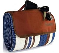 Manta Extragrande para Picnic y Exteriores con Cremallera de Doble Capa para Exteriores, Resistente al Agua, práctica Alfombra para Primavera, Verano, Rayas Azules y Blancas, Ideal para la Playa,