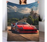 Manta Ferrari F40, Bonita y esponjosa, Ideal para el sofá, para tu Pareja, Esposo, Esposa, Mujer y Hombre, 127 x 152 cm.