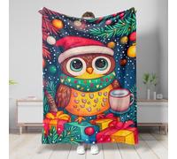 Manta festiva de búho, colorida manta decorativa de búho, forro polar de felpa suave para invierno, sofá acogedor, camping, viajes, todas las estaciones, 50 x 60 pulgadas