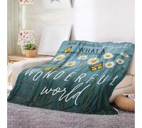 Manta Franela Cita Inspiradora: «¡Qué Mundo Tan Maravilloso!» con Estampado Mantas De Siesta Caliente Mantas De Franela Cálidas Cobija para Cama para Mujer Y Hombre Regalo Sofa S