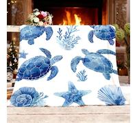 Manta Franela con Estampado 100X130 cm OcéAno Coral Cuckold Marina Polar para Mascotas Lavable - Resistente, Anti-pelos y Antideslizante, Azul Y Blanco Calidez Suave Manta de Sherpa Antiestático