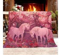 Manta Franela con Estampado 100X130 cm Unicornio De EnsueñO Polar para Mascotas Lavable - Resistente, Anti-pelos y Antideslizante, Rosa Calidez Suave Manta de Sherpa Antiestático